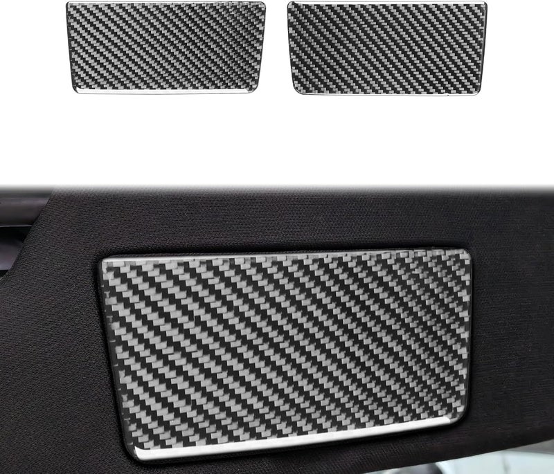 Edinstry Soft 3D Real Carbon Fiber Car Mirror Panel Trim Sticker Set, Sun Visor Vanity Mirror Decals for Corvette C8 2020-2024, 2PCS Roof Cosmetic Sticker Trim Accessories - Image 1